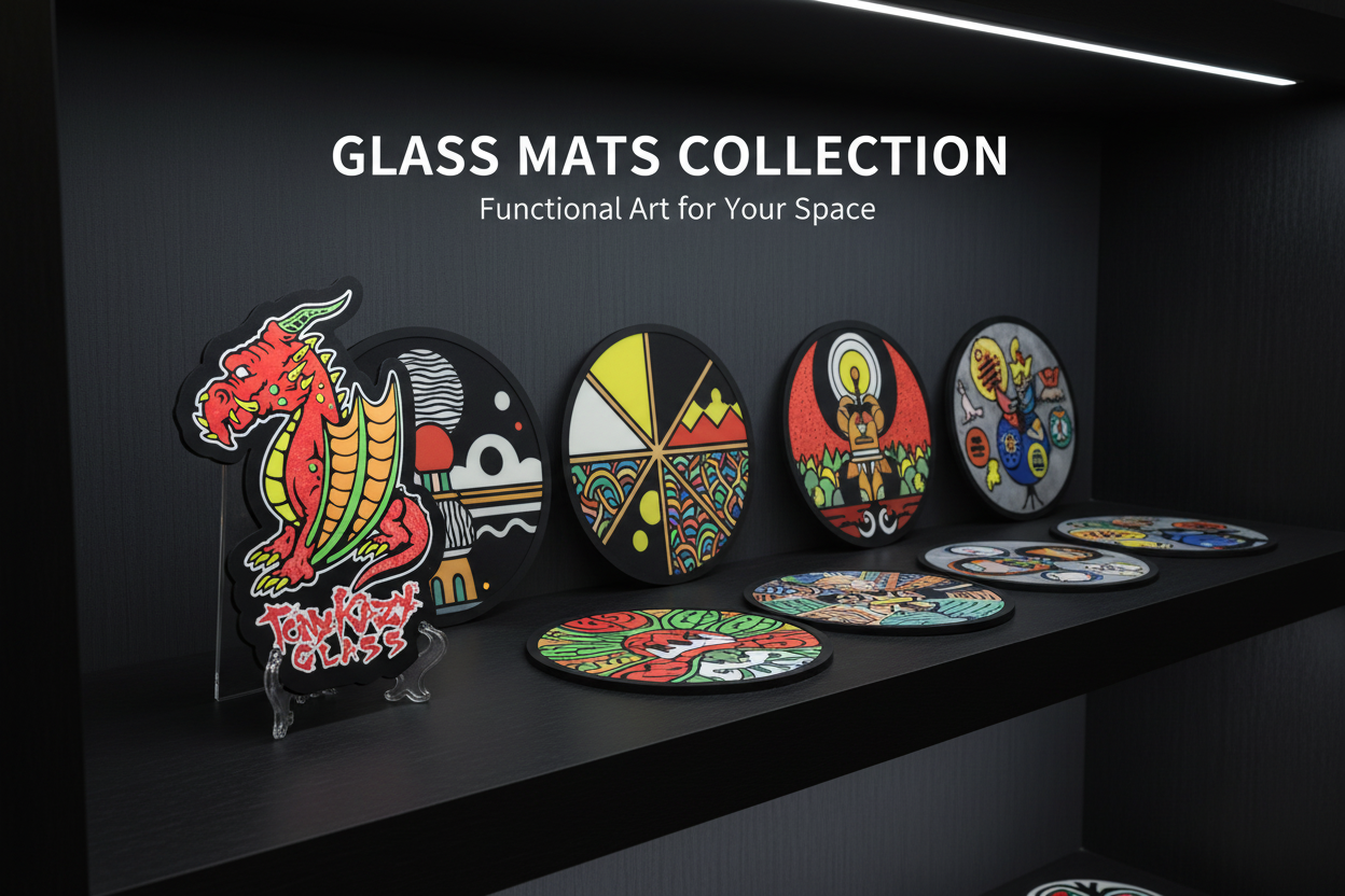 Collectible cork art mats and MoodMat collaborations featuring bold illustrated designs, fan art, and artist exclusives from The 631 Gallery