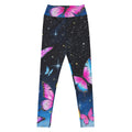 Cosmic Butterflies yoga leggings with butterfly constellation print, high-waisted activewear front view