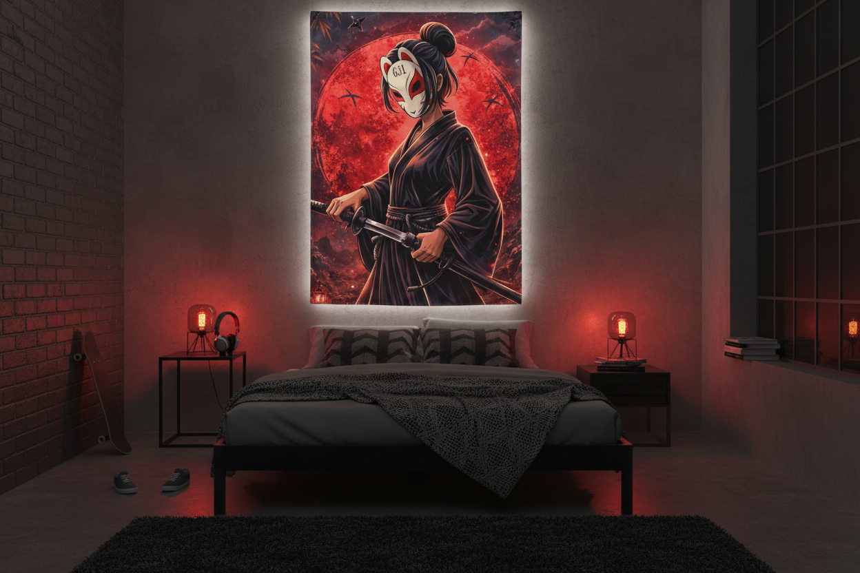 Blood Moon Ronin Tapestry Room Shot