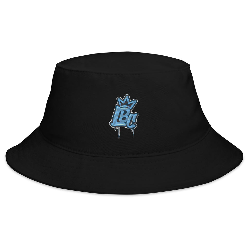 LBC bucket hat in black with embroidered logo, unisex streetwear hat