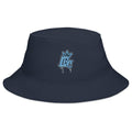 LBC bucket hat in navy blue with embroidered logo, Long Island streetwear accessory
