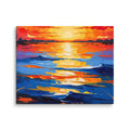 Serene Coastal Haze canvas featuring a dreamy ocean view with golden light, creating a peaceful and warm atmosphere in any room.