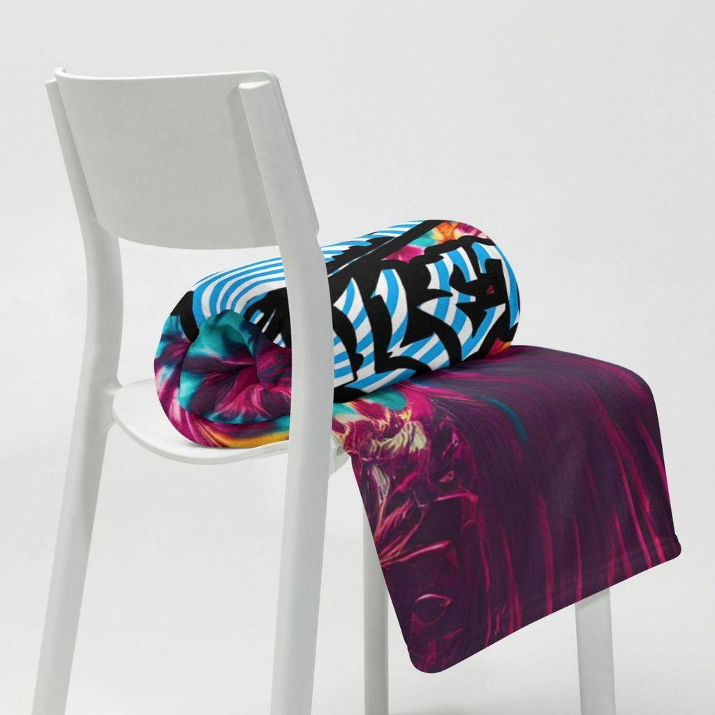 gallery throw blanket laid flat showing vibrant printed side and soft polyester fabric for cozy home use