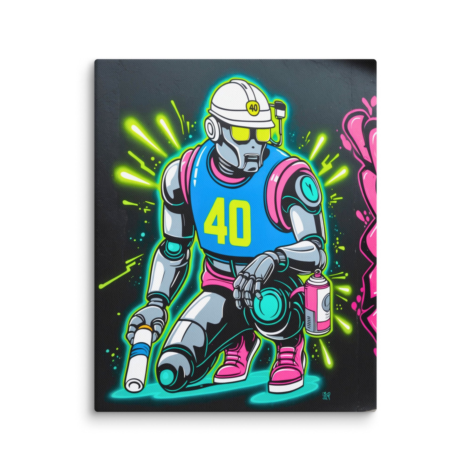 Graffiti Bot canvas print wall art featuring vibrant, fade-resistant urban design for modern home or office decor.