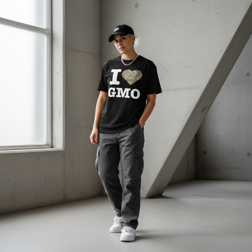 I Love GMO Tee Full Look