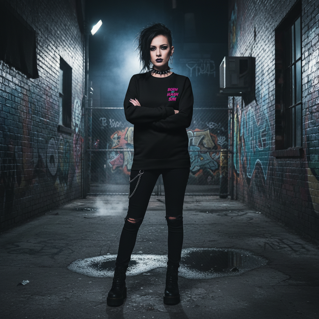 Person wearing Too Heady X 631 Gallery premium sweatshirt, streetwear lifestyle photography