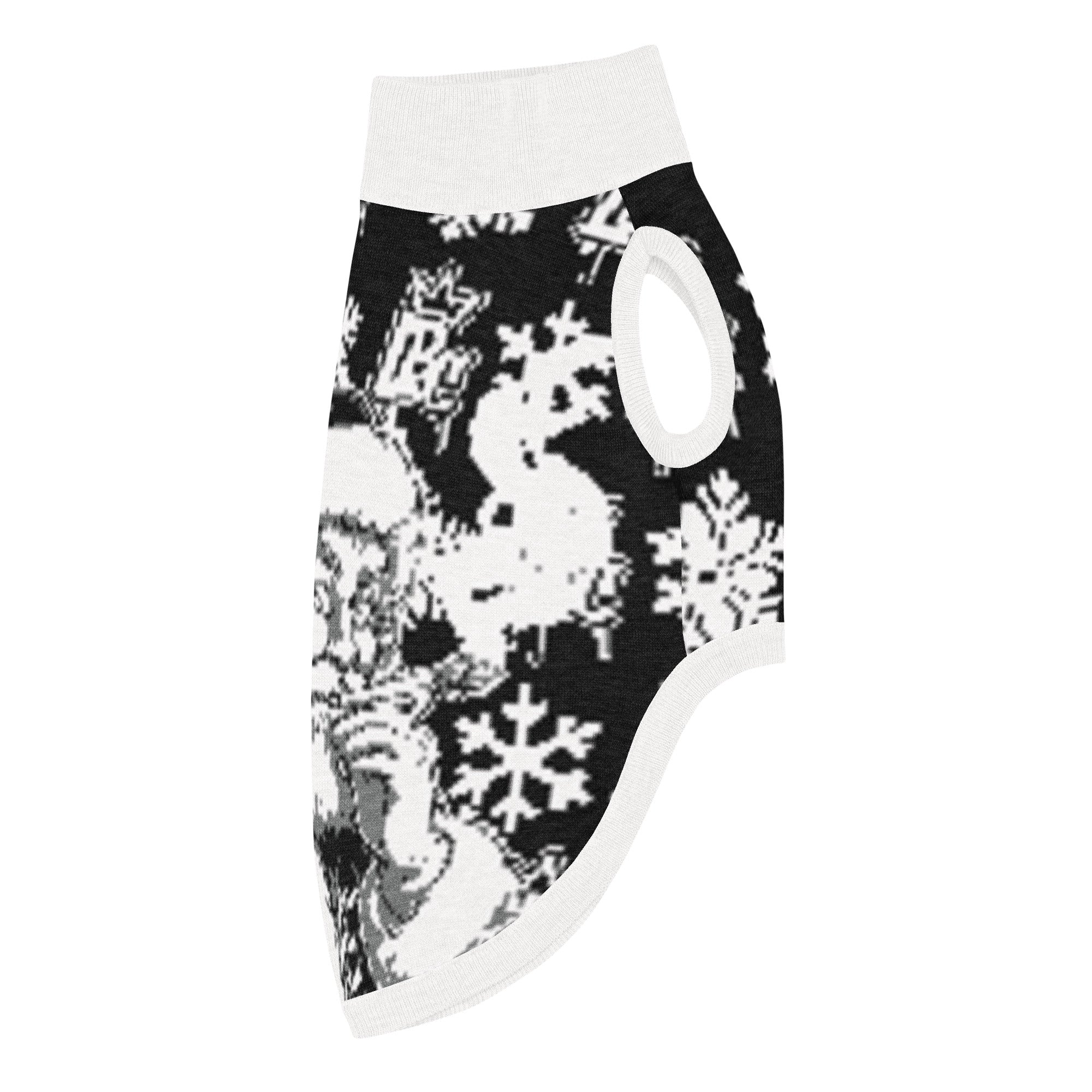 Custom Christmas pet sweater in 2XS size right side view, festive pet apparel