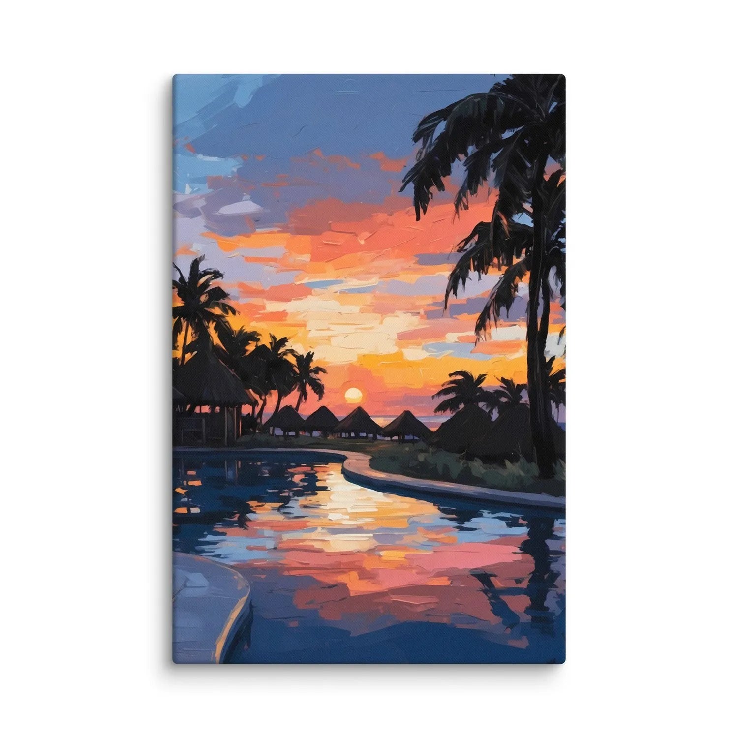 Luxe Poolside Vibes painting, blending traditional and modern techniques to evoke luxury, serenity, and relaxation in any setting.