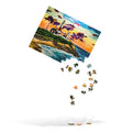 Montauk Lighthouse puzzle with coastal design, 252 or 520 pieces, durable chipboard for lasting quality, perfect for puzzle lovers and Long Island fans.