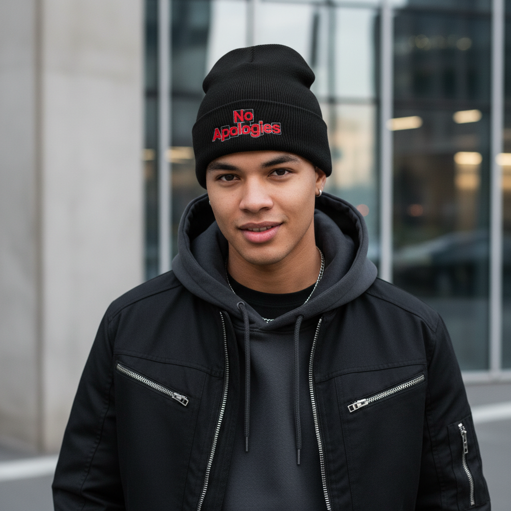 No Apologies Beanie Front View