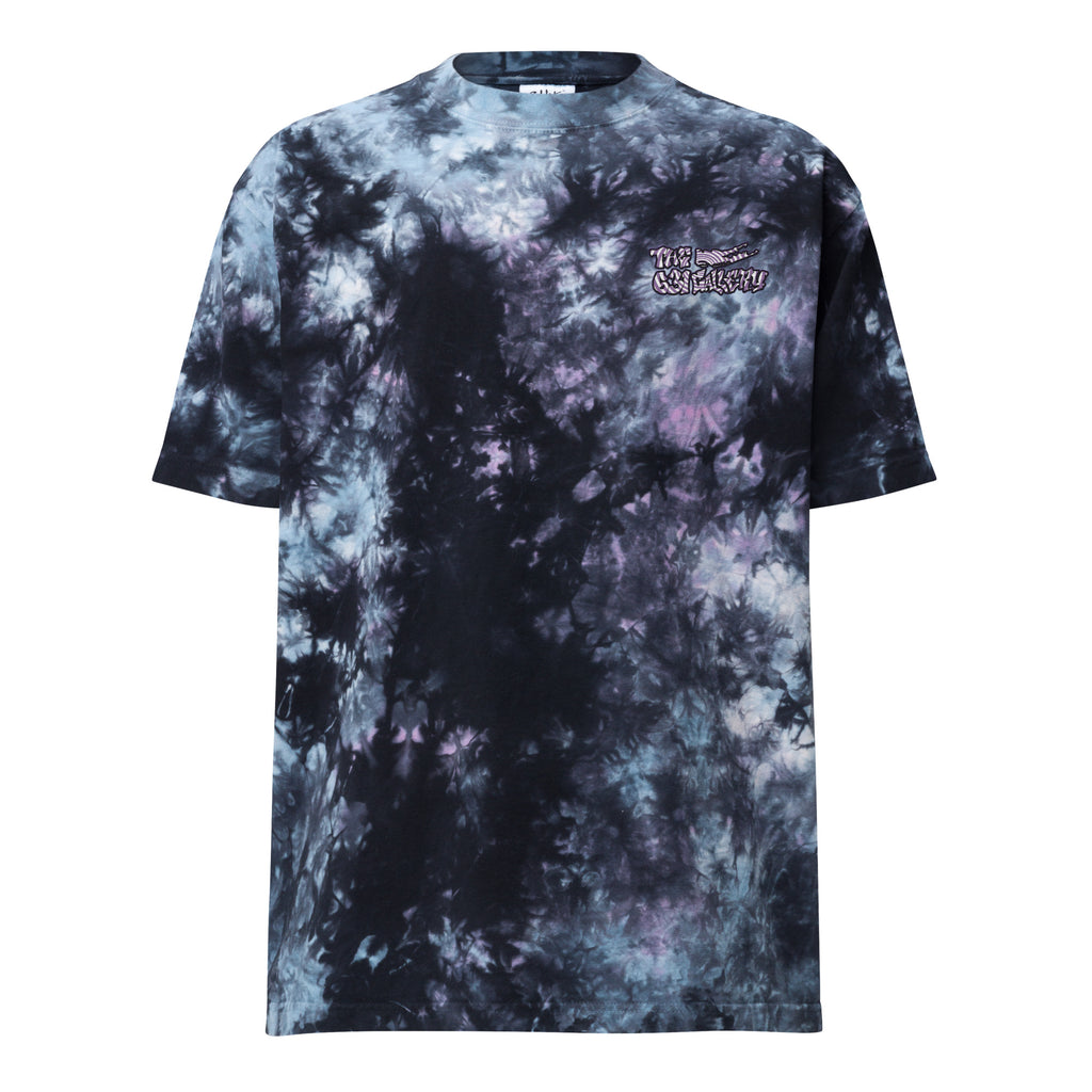 the 631 Gallery oversized tie-dye t-shirt in milky way pattern front view, heavyweight cotton tee