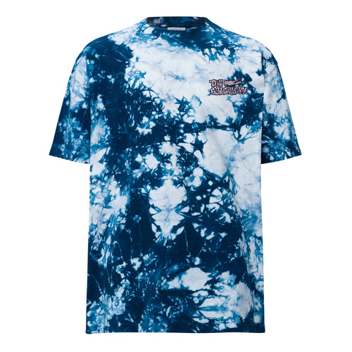 the 631 Gallery oversized tie-dye t-shirt in navy and white front view, 100% cotton streetwear