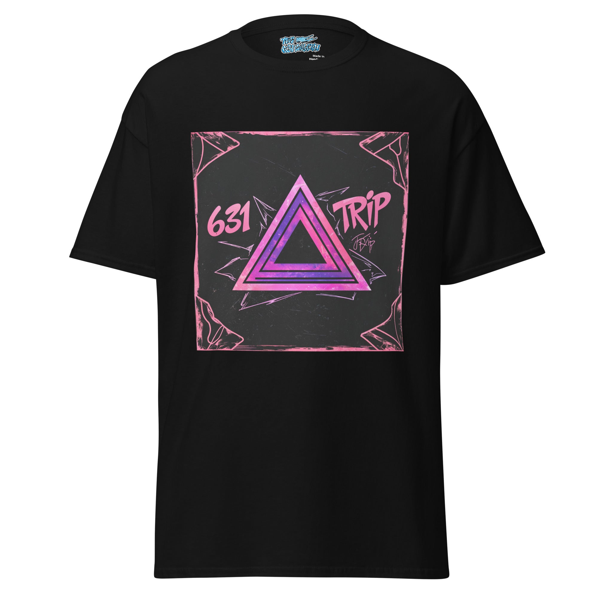 Purple Trip 631 Tee featuring a minimalist purple triangle graphic with "631" and "TRIP", blending subtle psychedelia with streetwear style.