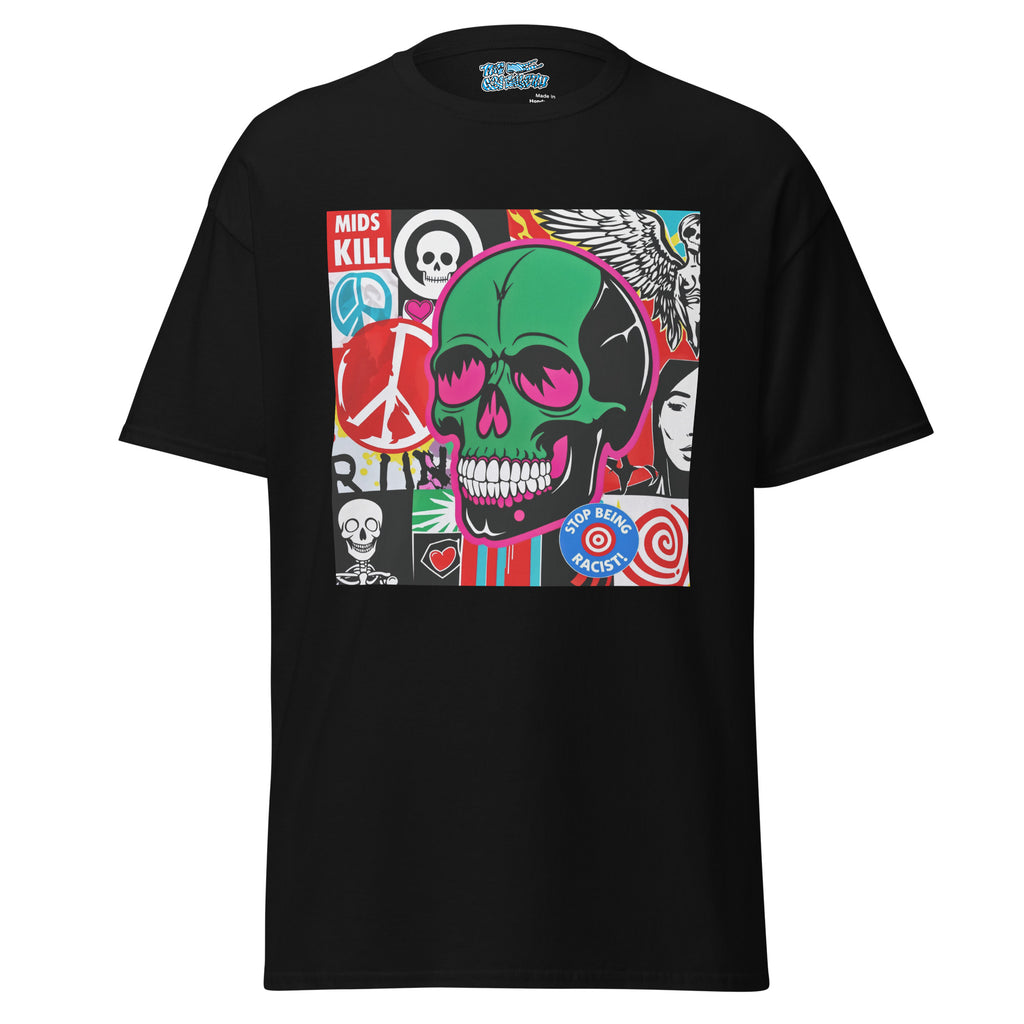 Rebel Truth Tee with bold skull graphic, representing unapologetic streetwear style and powerful energy for those who live loud and blaze proud.