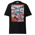 Hot Spring Retreat Tee – Black graphic tee with Japanese ukiyo-e hot spring artwork, front view