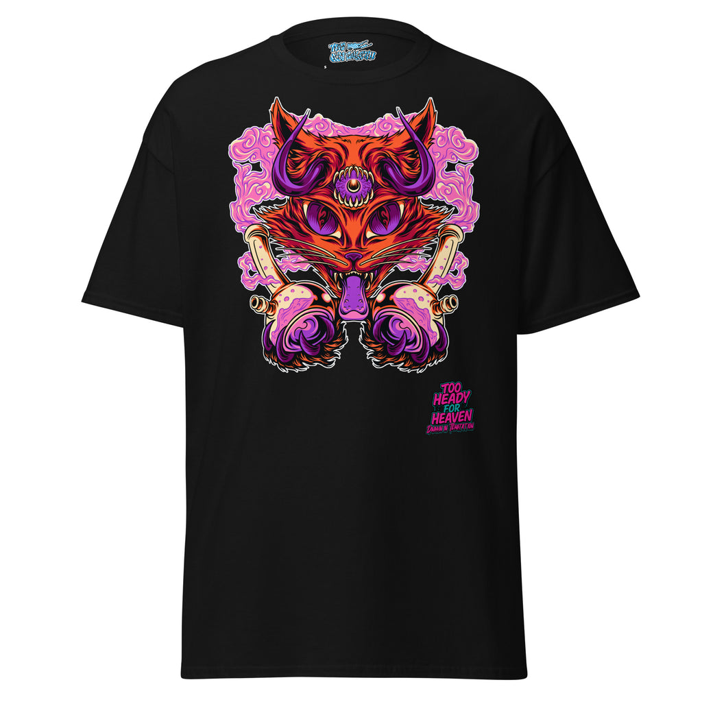 Third Eye Fox Tee – Black graphic tee with dark demonic fox third eye artist collab artwork, front view