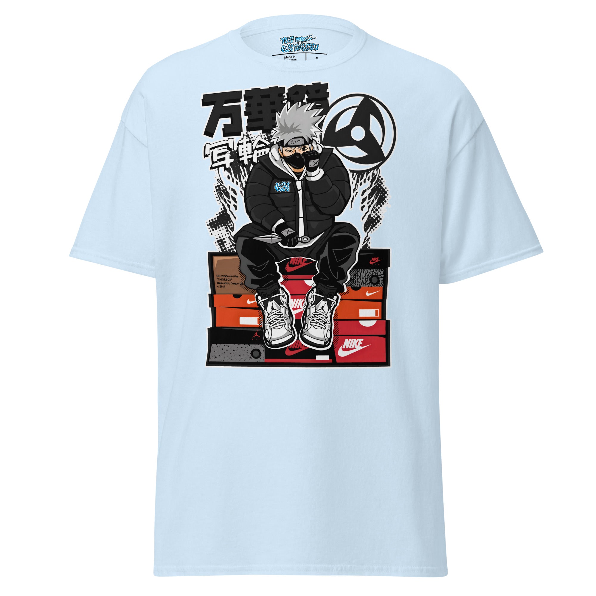 Street Shinobi Tee – Light blue color variant, The 631 Gallery premium anime graphic tee