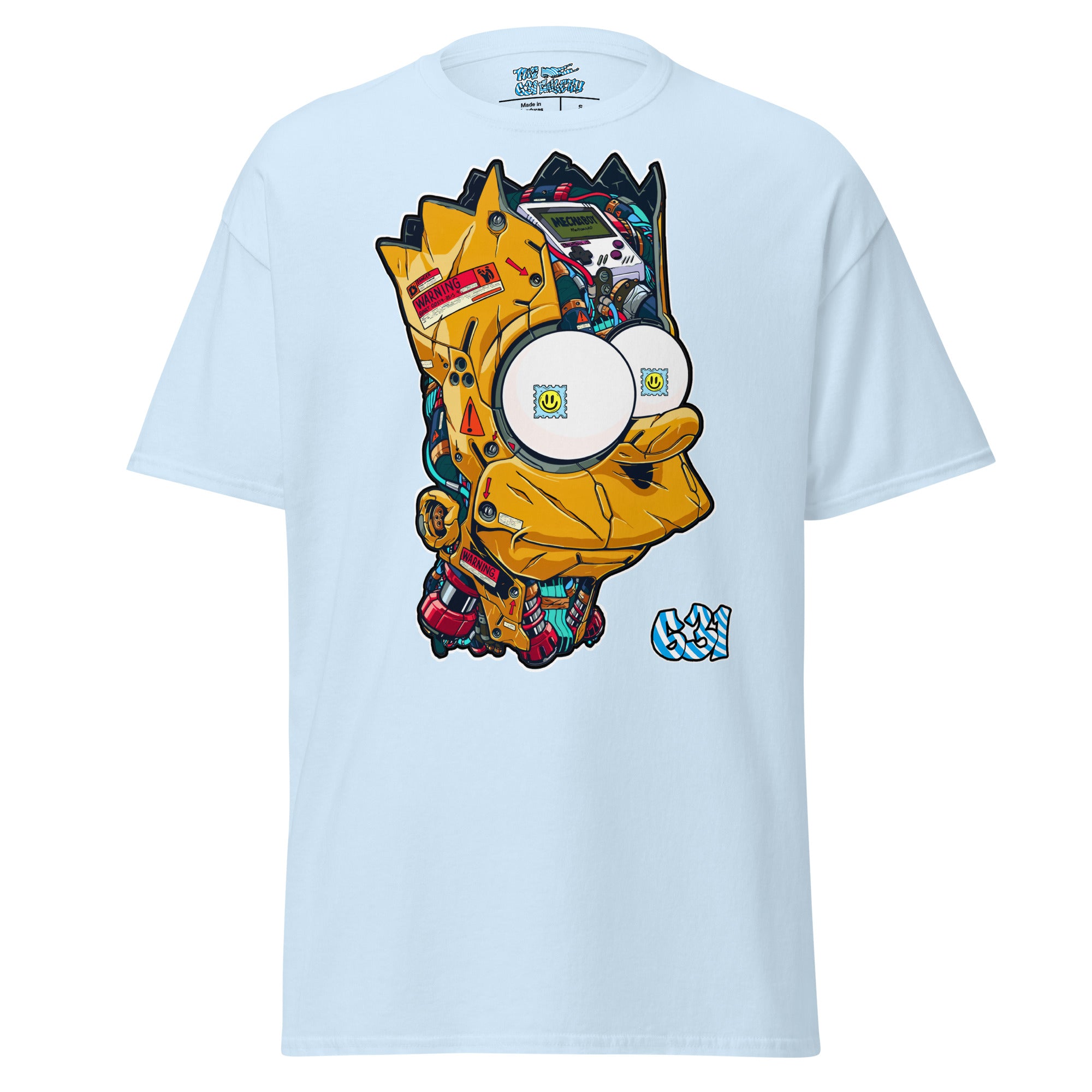 Cyber Rebel Tee – Light blue color variant, The 631 Gallery premium cyberpunk graphic tee