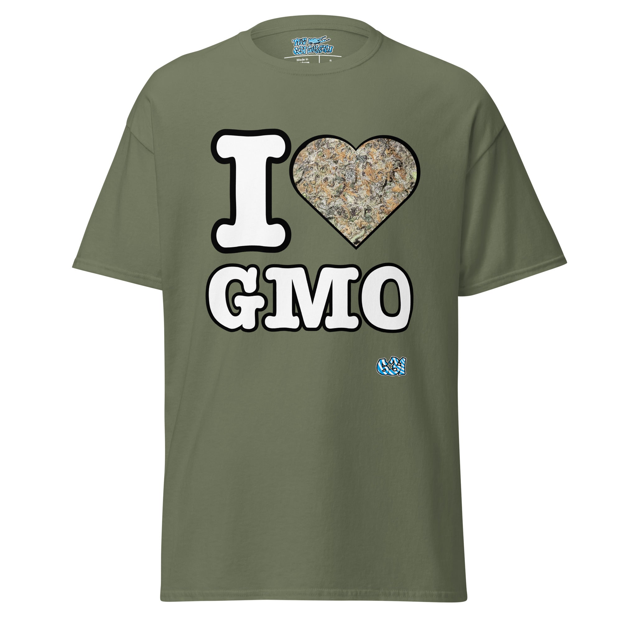 I Love GMO Tee military green