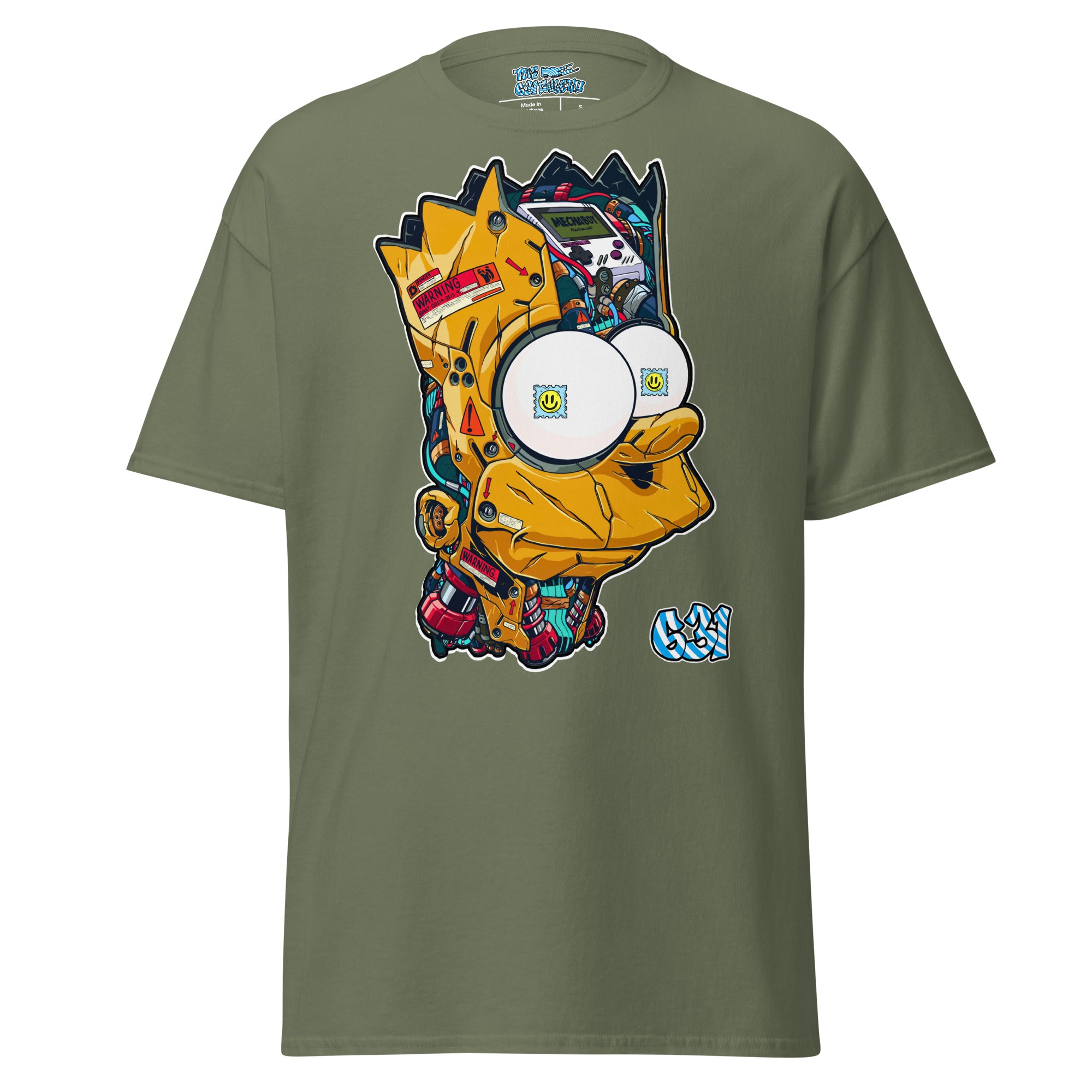 Cyber Rebel Tee – Military green color variant, premium cotton cyberpunk graphic tee