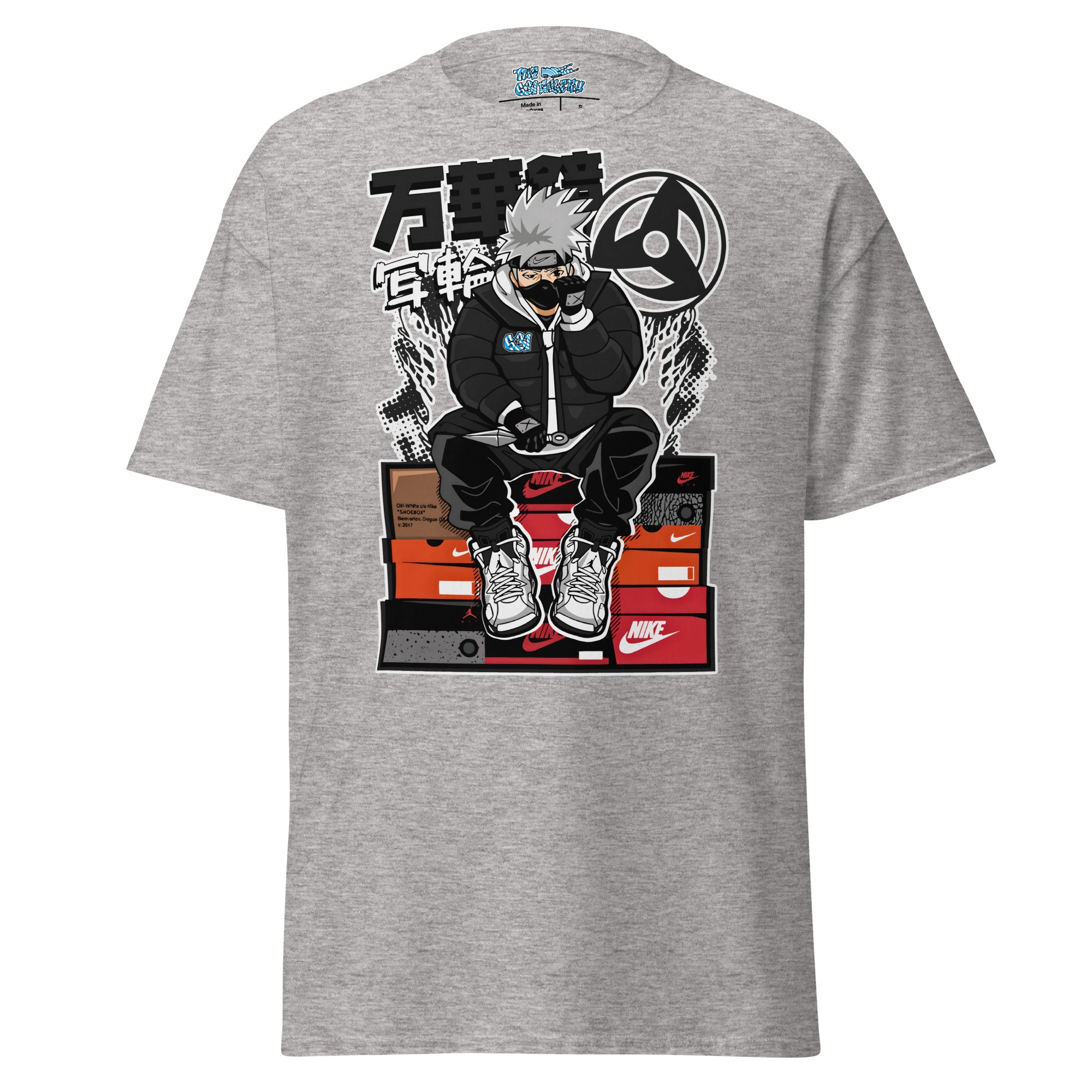 Street Shinobi Tee – Sport grey color variant, bold anime boombox graphic tee