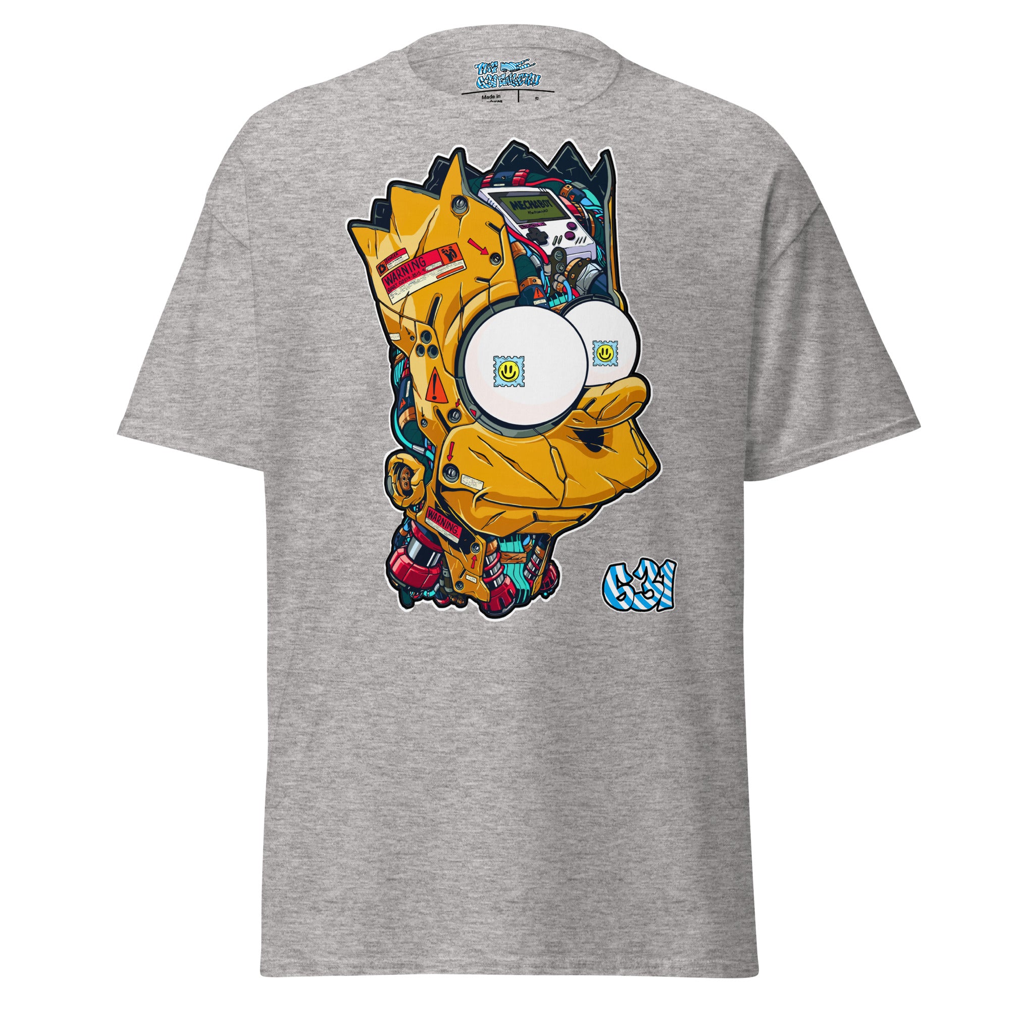 Cyber Rebel Tee – Sport grey color variant, bold cyberpunk cartoon graphic tee