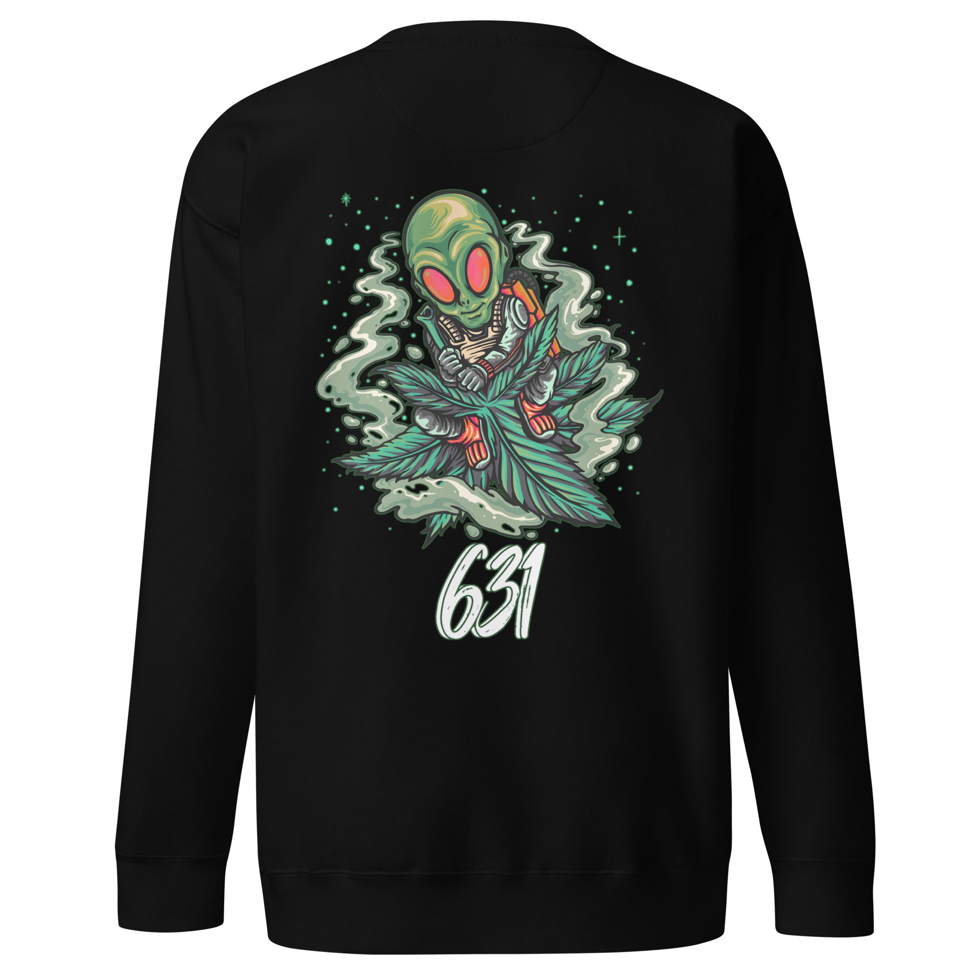 the 631 Gallery Long Sleeve Shirt in black - back view with premium print