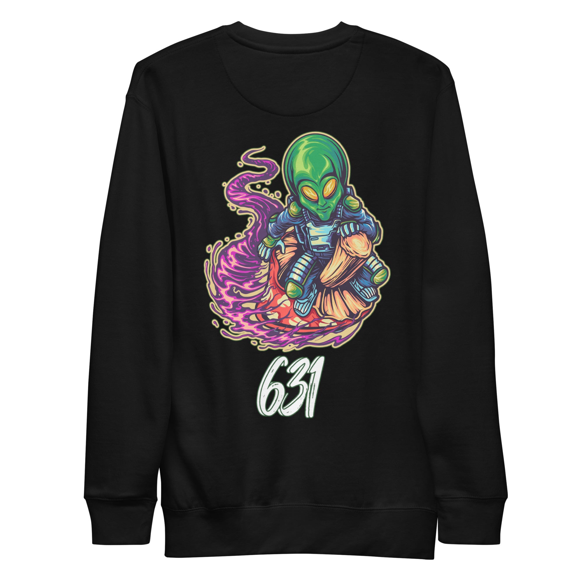 the 631 Gallery Long Sleeve Shirt in black - back view with premium print