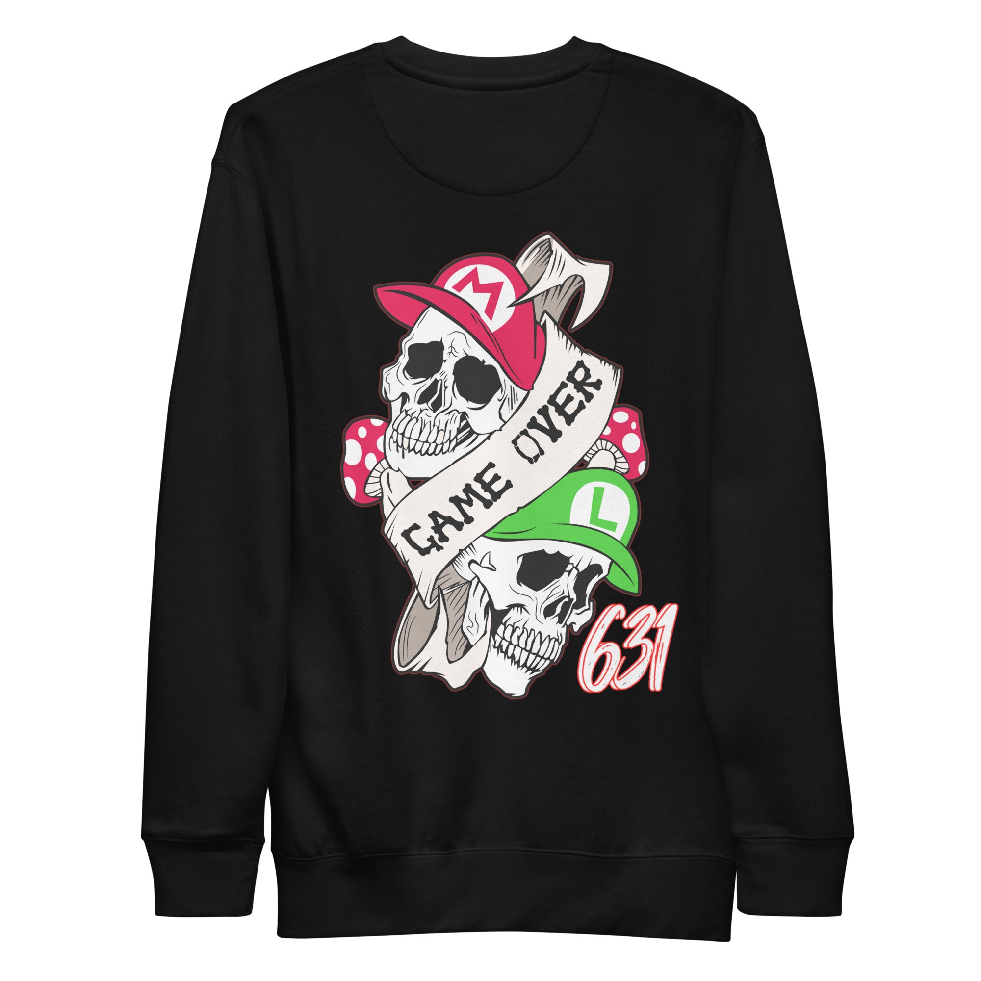 the 631 Gallery Long Sleeve Shirt in black - back view with premium print