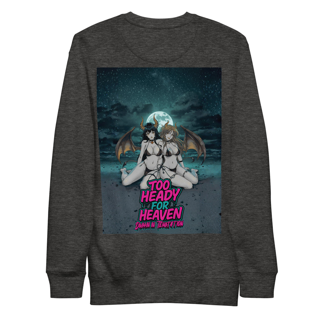 Too Heady X 631 Gallery premium sweatshirt in charcoal heather back view, limited edition