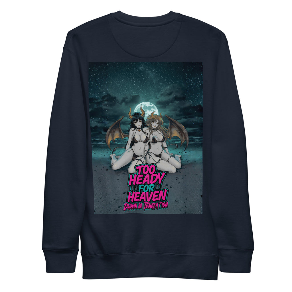 Too Heady X 631 Gallery premium sweatshirt in navy blazer back view, artist collaboration