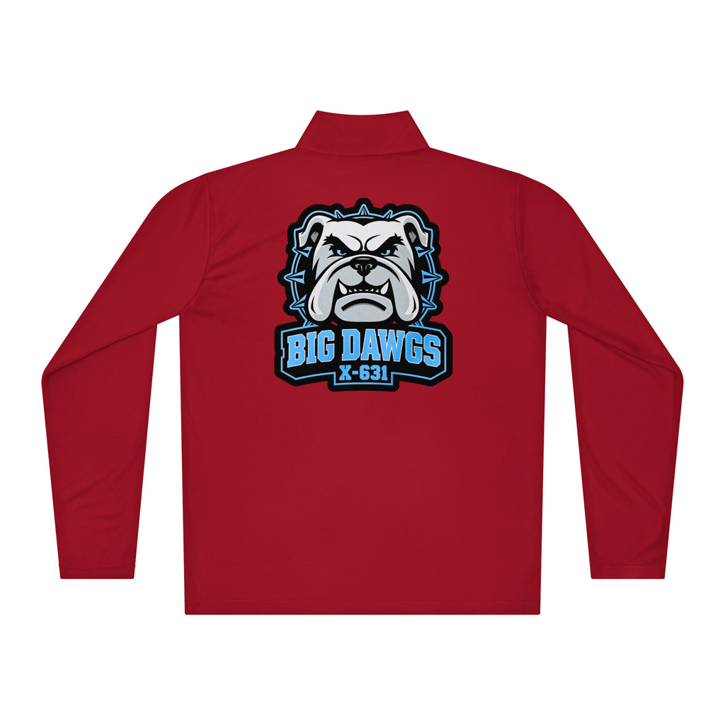 Big Dawgs Quarter-Zip Pullover in [red] - back view showing fit and branding