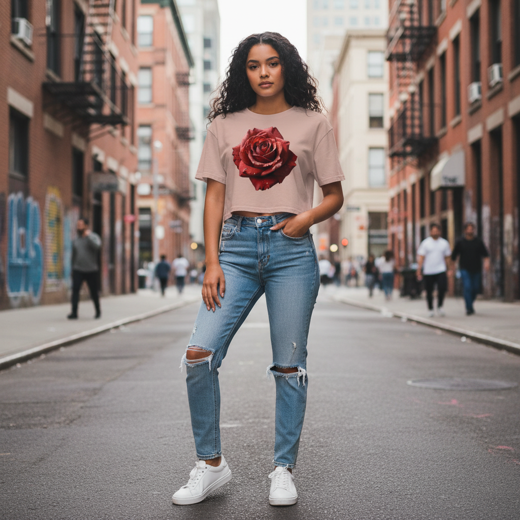 Women's Rose Crop Top Lifestyle